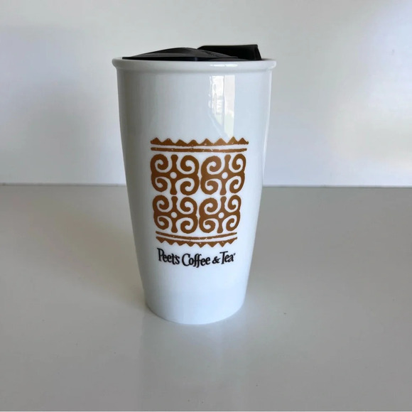 Peet’s Coffee Ceramic Glass Tumbler 12 oz w/lid - Picture 1 of 13